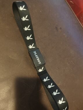 PLAYBOY Black Belt with White Bunny Logo